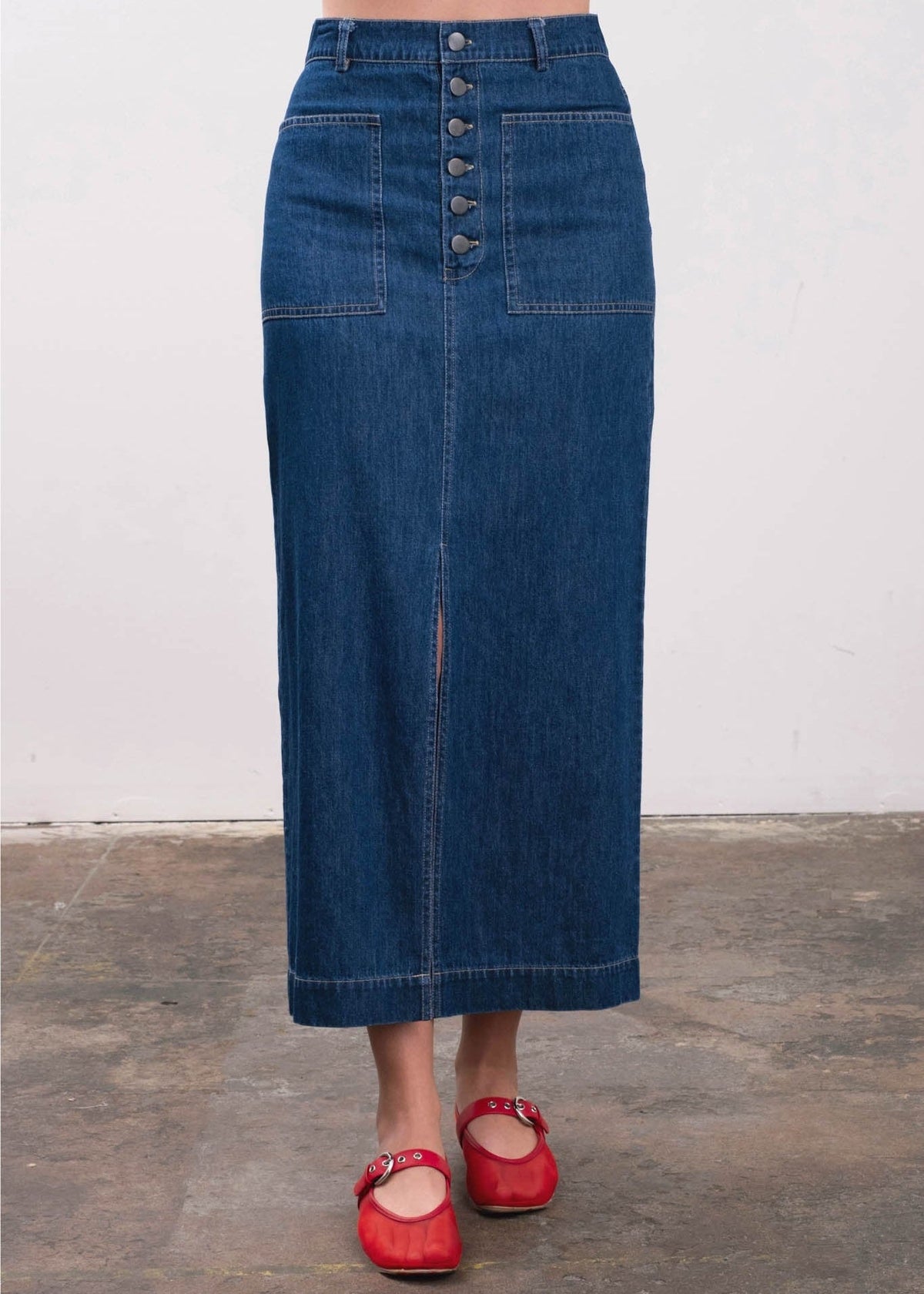 MARCY DENIM MIDI SKIRT