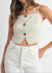 ISABELLE BUTTON DOWN CROP TOP