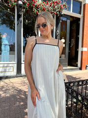 Merriam Neutral Pinstripe Maxi Dress