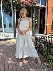 Merriam Neutral Pinstripe Maxi Dress