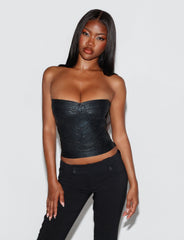 NIYA METALLIC BANDAGE TOP - BLACK