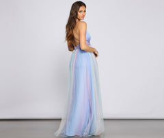 Nylah Pleated Rainbow A-Line Dress