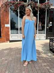 Olsen Sweetheart Maxi Dress- Blue