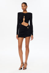 Jersey Cut-Out Metal Decorations Mini Dress