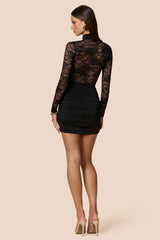 Lace Long Sleeve Asymmetrical Mini Dress