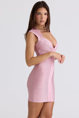 Solid Bandage V-Neck Mini Dress