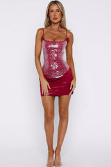 3D Flower Sequin Slip Mini Dress