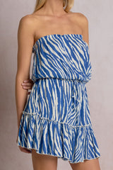 Zebra Mini Dress Blue Zebra