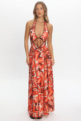Revelations Cut-Out Maxi Dress Print Berry
