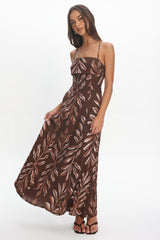 Mariana Strappy Back Maxi Dress Print Chocolate