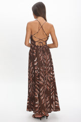 Mariana Strappy Back Maxi Dress Print Chocolate