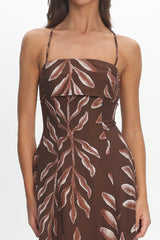 Mariana Strappy Back Maxi Dress Print Chocolate