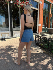 Rae Black Sleeveless Boatneck Bodysuit
