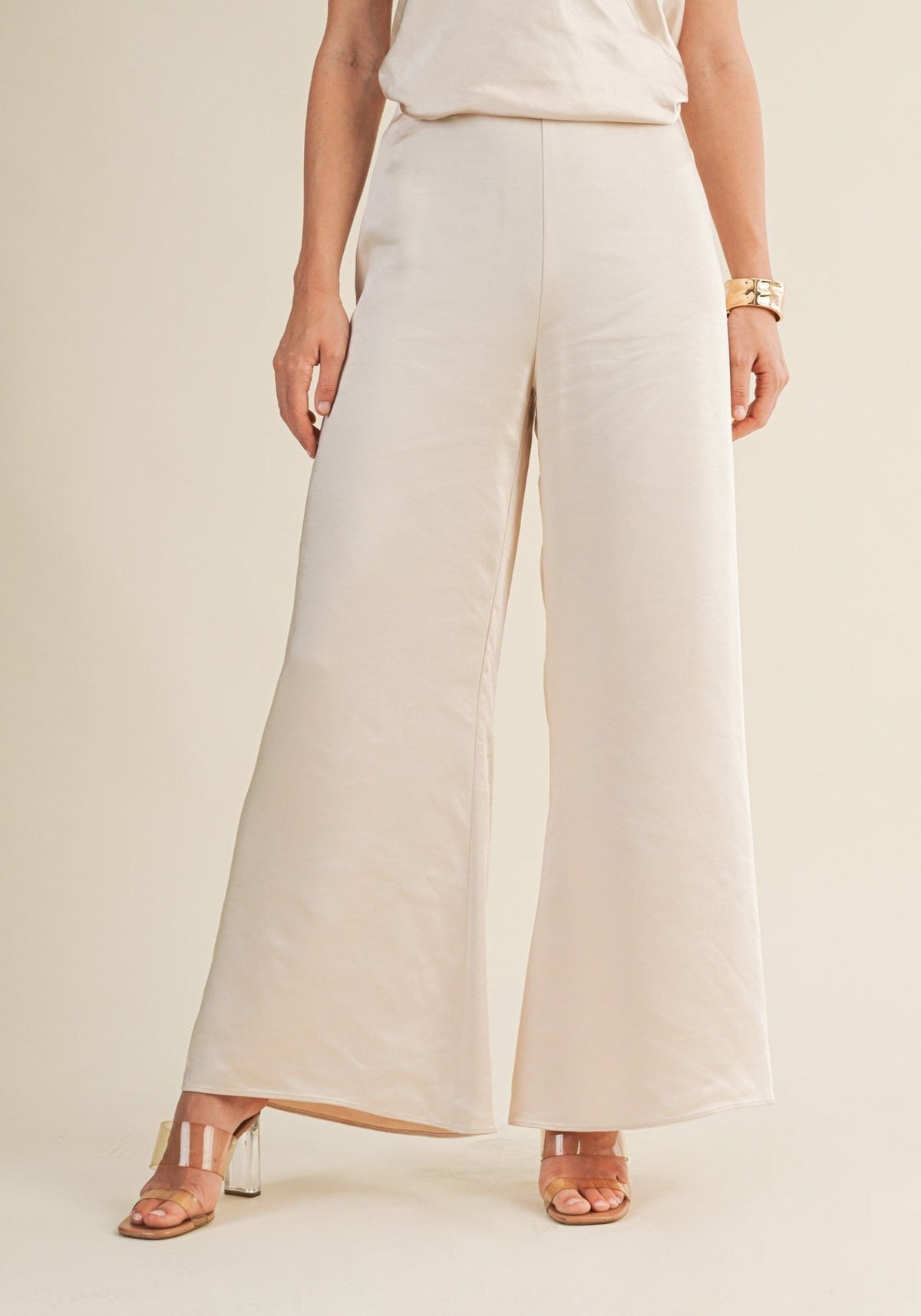 STASSIE WIDE-LEG SATIN PANTS