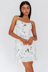Manifest It Cami Strap Mini Dress Print Off White
