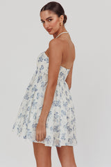 Vitoria Strapless Babydoll Dress Floral Blue