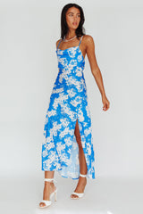 Sherilyn Criss-Cross Back Midi Dress Blue Floral
