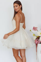 Elyse Pleated Bodice Party Dress Cream