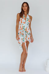 Euro Trip Halter Wrap Mini Dress Orange