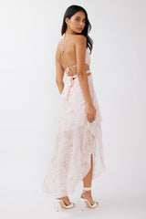 Samia Cut-Out Halterneck Midi Dress Print Blush
