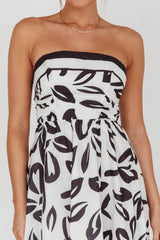 Randi Tie-Back Maxi Dress Leaf Print Beige