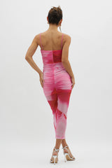 Logan Cami Strap Midi Dress Abstract Pink
