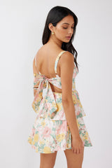 Provence Bloom Tiered Mini Dress Multi Blush