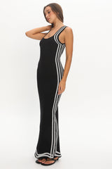 Roselynne Square Neck Knit Maxi Dress Black