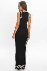 Roselynne Square Neck Knit Maxi Dress Black