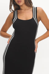 Roselynne Square Neck Knit Maxi Dress Black
