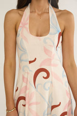 Florie Scoop Neck Halter Maxi Dress Floral