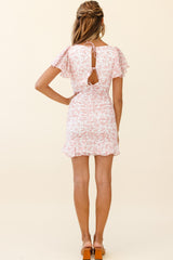 Merritt Ruched Tie Back Detail Dress Floral Print Pink