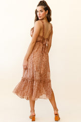 Anyah Frill Detail Tie Back Maxi Dress Paisley Print Tan