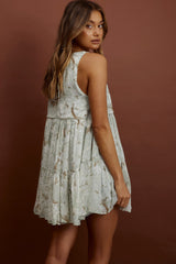 Kennedi String Tie Shift Dress Floral Sage