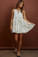 Kennedi String Tie Shift Dress Floral Sage