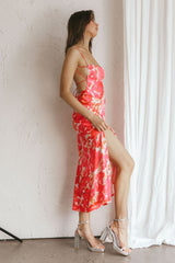 Dolce Life Low Back Midi Dress Floral Pink