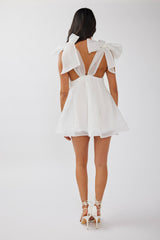 Chantilly Tied Shoulder Mini Dress Solid White