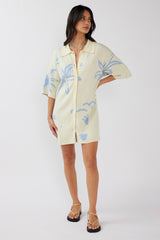Nalani Button Up Knit Dress Lemon/Baby Blue