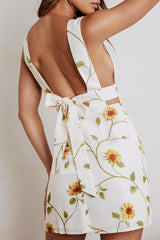 Walking On Sunshine Tied Back Mini Dress Sunflower
