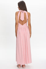 Sundrenched Halter Maxi Dress Checker Pink
