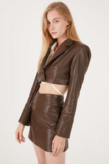 Melody Super Cropped Faux Leather Jacket