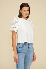SYDNEY WHITE LACE PUFF SLEEVE TOP