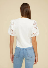 SYDNEY WHITE LACE PUFF SLEEVE TOP
