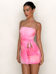 SARIAH MINI SKIRT - PINK : MACRO FLORAL : PINK BLOSSOM