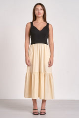 Rhodes Dress Beige Black Combo