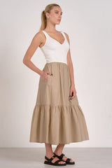 Rhodes Dress Sand White Combo