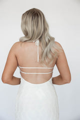 Zara Ivory Textured Open Back Maxi Dress