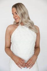 Zara Ivory Textured Open Back Maxi Dress