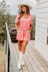 Cozy Spell Mineral Wash Zenana Romper (Dark Pink)