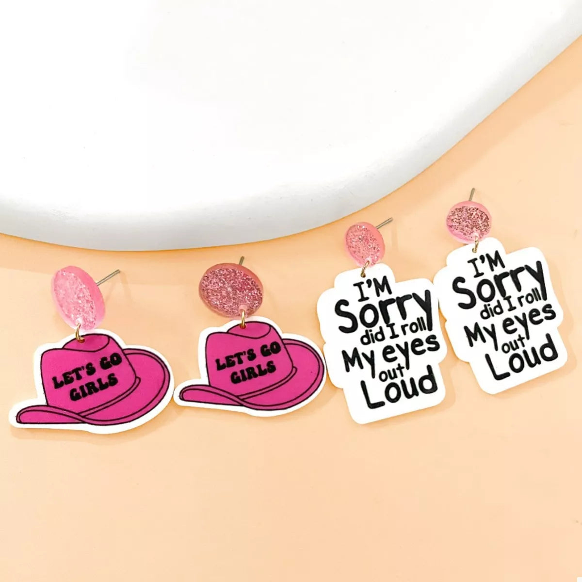 2 Pair Sequin Hat Dangle Earrings